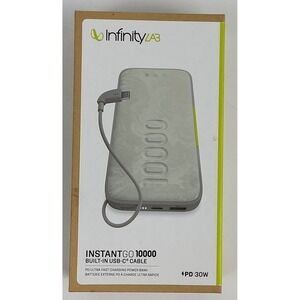 Infinity Lab InstantGo 10000 Power Bank Built-In USB-C Cable 30W Charger